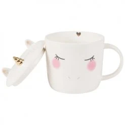 Maisons Du Monde Bols, Tasses Et Mugs Mug Licorne En Faïence Blanche Avec Couvercle - Lot De 2 -Bols, tasses et mugs Soldes Boutique mug licorne en faience blanche avec couvercle 1000 12 21 184275 2