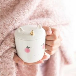Maisons Du Monde Bols, Tasses Et Mugs Mug Licorne En Faïence Blanche Avec Couvercle - Lot De 2 -Bols, tasses et mugs Soldes Boutique mug licorne en faience blanche avec couvercle 1000 12 21 184275 3