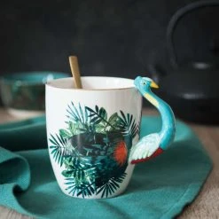 Maisons Du Monde Bols, Tasses Et Mugs Mug Paon En Porcelaine Motifs Feuilles - Lot De 4 -Bols, tasses et mugs Soldes Boutique mug paon en porcelaine motifs feuilles 1000 6 14 184473 3