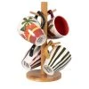 Maisons Du Monde Bols, Tasses Et Mugs Mugs En Grès Multicolore (x4) Et Support Arbre En Bois D'hévéa -Bols, tasses et mugs Soldes Boutique mugs en gres multicolore x4 et support arbre en bois d hevea 1000 14 37 227423 1
