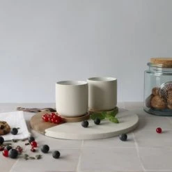 OGO Living Bols, Tasses Et Mugs Set De 2 Tasses Avec Support En Porcelaine Et Acacia 25 Cl -Bols, tasses et mugs Soldes Boutique set de 2 tasses avec support en porcelaine et acacia 25 cl 2