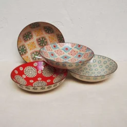 Chehoma Bols, Tasses Et Mugs Set De 4 Assiettes Creuses En Céramique Multicolore -Bols, tasses et mugs Soldes Boutique set de 4 assiettes creuses en ceramique multicolore 1