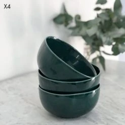 Maison Tilleul Bols, Tasses Et Mugs Set De 4 Bols Céramique Vert -Bols, tasses et mugs Soldes Boutique set de 4 bols ceramique vert 1
