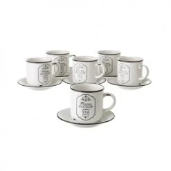 Wadiga Bols, Tasses Et Mugs Set De 6 Tasses à Thé Avec Dessous De Tasses En Céramique Blanche 9 Wadiga Bols, Tasses Et Mugs Set De 6 Tasses à Thé Avec Dessous De Tasses En Céramique Blanche -Bols, tasses et mugs Soldes Boutique set de 6 tasses a the avec dessous de tasses en ceramique blanche 3