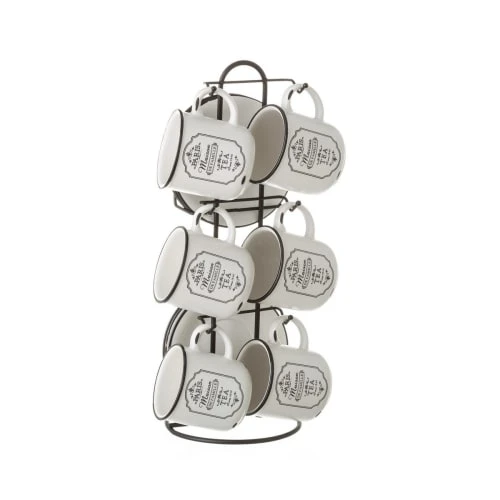 Wadiga Bols, Tasses Et Mugs Set De 6 Tasses à Thé Avec Dessous De Tasses En Céramique Blanche 3 Wadiga Bols, Tasses Et Mugs Set De 6 Tasses à Thé Avec Dessous De Tasses En Céramique Blanche