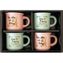 Enesco Bols, Tasses Et Mugs Set Expresso 4 Tasses Colorées -Bols, tasses et mugs Soldes Boutique set expresso 4 tasses colorees 1
