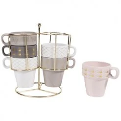 Maisons Du Monde Mugs Et Tasses De Noël Support 6 Tasses à Café En Faïence Colorée -Bols, tasses et mugs Soldes Boutique support 6 tasses a cafe en faience coloree 1000 13 36 163995 6