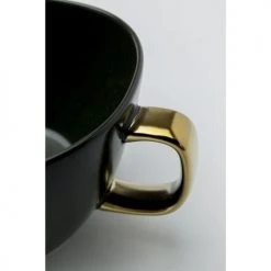 Kare Design Bols, Tasses Et Mugs Tasse Avec Coupelle En Grès Vert Foncé Et Doré - Lot De 6 -Bols, tasses et mugs Soldes Boutique tasse avec coupelle en gres vert fonce et dore lot de 6 4