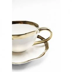 Kare Design Bols, Tasses Et Mugs Tasse Avec Coupelle En Porcelaine Blanche Et Dorée -Bols, tasses et mugs Soldes Boutique tasse avec coupelle en porcelaine blanche et doree 4