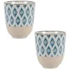 Maisons Du Monde Bols, Tasses Et Mugs Tasse En Faïence Beige Motifs Losanges Bleus - Lot De 2 -Bols, tasses et mugs Soldes Boutique tasse en faience beige motifs losanges bleus 1000 7 26 208019 4