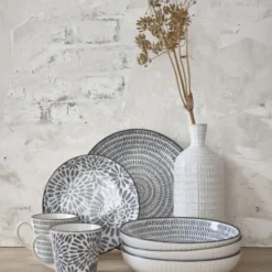 Maisons Du Monde Bols, Tasses Et Mugs Tasse En Faïence Imprimé Traits Bleus - Lot De 2 -Bols, tasses et mugs Soldes Boutique tasse en faience imprime traits bleus 1000 8 12 190170 5