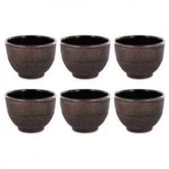 Aromandise Bols, Tasses Et Mugs Tasse En Fonte De Chine Noir Et Bronze 15cl - Lot De 6
