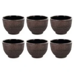 Aromandise Bols, Tasses Et Mugs Tasse En Fonte De Chine Vert Et Bronze 15cl - Lot De 6 -Bols, tasses et mugs Soldes Boutique tasse en fonte de chine noir et bronze 15cl lot de 6