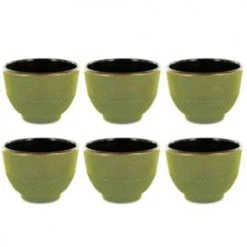 Aromandise Bols, Tasses Et Mugs Tasse En Fonte De Chine Vert Et Bronze 15cl - Lot De 6