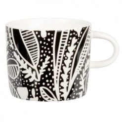 Maisons Du Monde Bols, Tasses Et Mugs Tasse En Grès Motifs Graphiques Noirs Et Blancs - Lot De 4