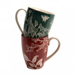 Carafes et pichets Soldes -Bols, tasses et mugs Soldes Boutique tasse en gres rouge ginkgo et tournesol 1