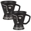 Maisons Du Monde Bols, Tasses Et Mugs Tasse En Porcelaine Noir Mat Imprimé Blanc - Lot De 2 -Bols, tasses et mugs Soldes Boutique tasse en porcelaine noir mat imprime blanc 1000 8 38 208564 4