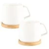 Maisons Du Monde Vaisselle De Noël Tasse Et Soucoupe En Faïence Blanche Et Bambou - Lot De 2 -Bols, tasses et mugs Soldes Boutique tasse et soucoupe en faience blanche et bambou 1000 15 34 208027 3