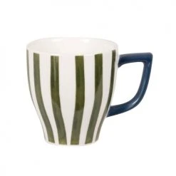 Maisons Du Monde Bols, Tasses Et Mugs Tasse Expresso En Grès Vert Olive Et Ivoire - Lot De 2