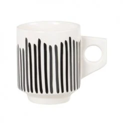 Maisons Du Monde Bols, Tasses Et Mugs Tasse Géométrique à Lignes Noires Et Blanches - Lot De 2