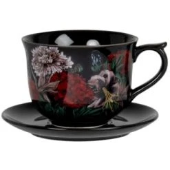 Maisons Du Monde Bols, Tasses Et Mugs Tasse Soucoupe En Grès Blanc Et Doré à Motifs Multicolore - Lot De 2 -Bols, tasses et mugs Soldes Boutique tasse soucoupe en gres noir et dore a motifs multicolore 1000 13 25 227575 1 2