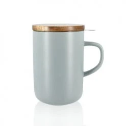 OGO Living Bols, Tasses Et Mugs Tisanière Avec Couvercle En Grès Et Acacia 475 Ml