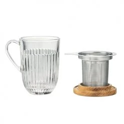 La Rochère Bols, Tasses Et Mugs Tisanière Avec Filtre Inox Ouessant 40 Cl En Verre Transparent