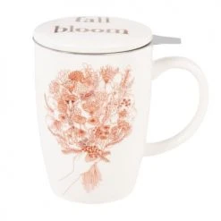Maisons Du Monde Bols, Tasses Et Mugs Tisanière En Grès Blanc Imprimé Vieux Rose