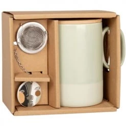 Maisons Du Monde Bols, Tasses Et Mugs Tisanière En Grès Bleu Vert Et Couvercle En Bambou