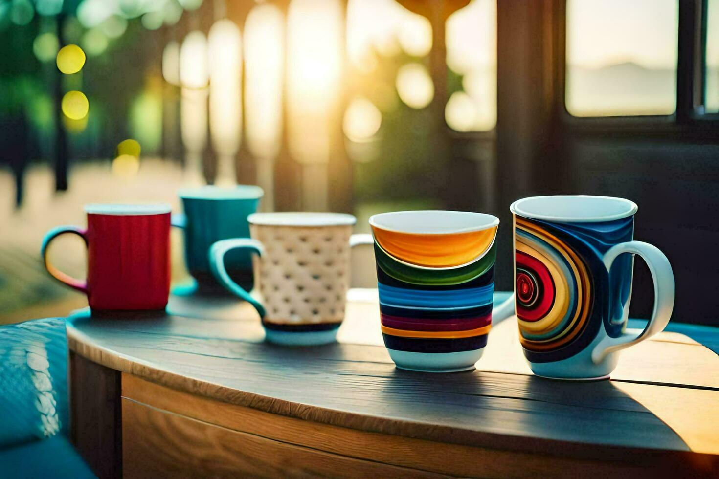 Carafes et pichets Soldes -Bols, tasses et mugs Soldes Boutique colorful coffee mugs on a table ai generated free photo
